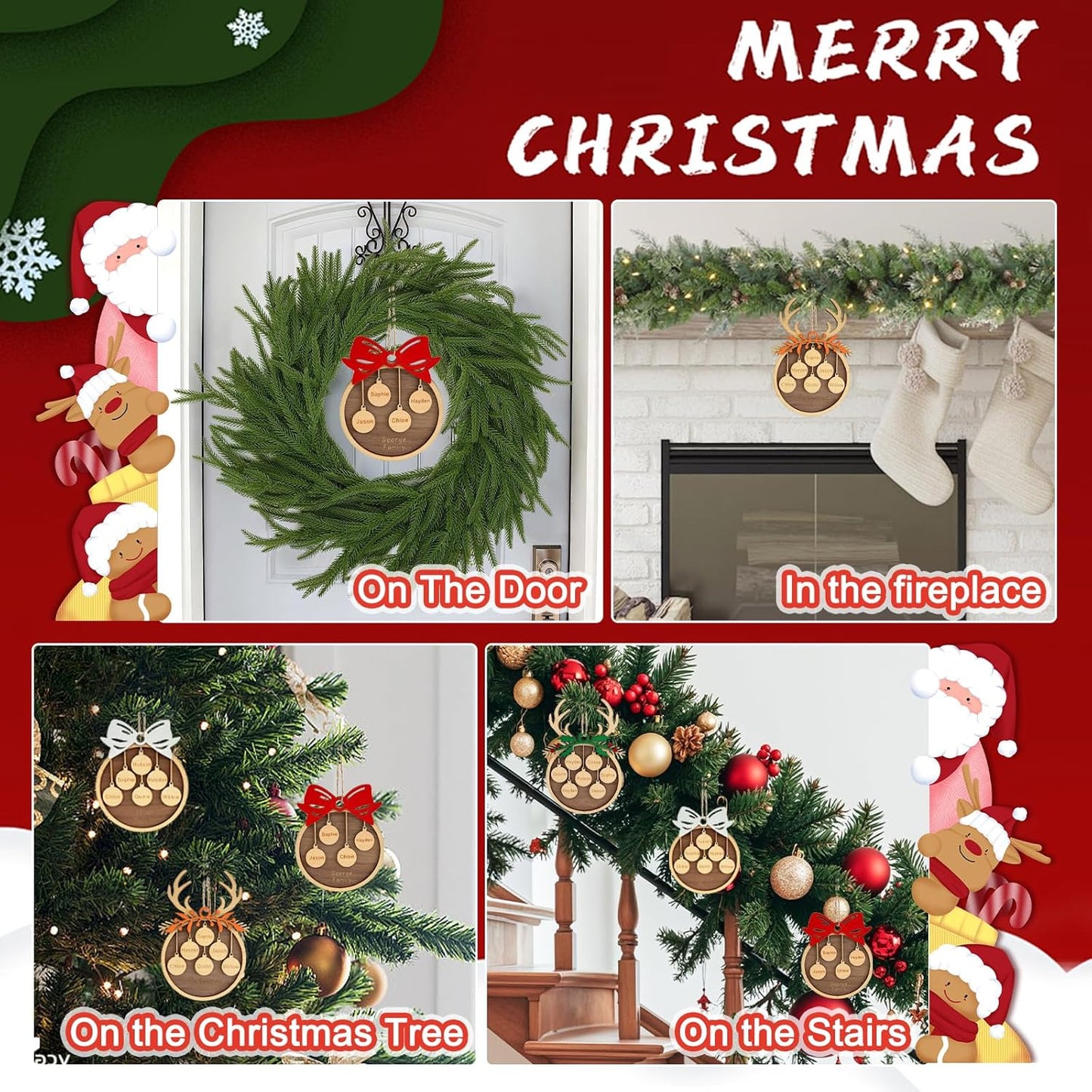 Personalized Christmas Ornaments with Family Names 2025 Custom Ornaments for Christmas Tree Personalized Xmas Ornament Gifts for Family (Style 1)