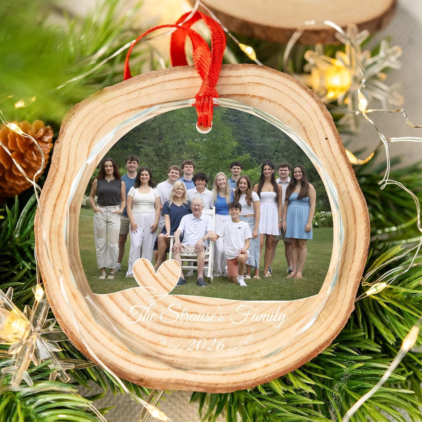 Crystal Ornament Photo, Glass Christmas Ornaments, Personalized Family Ornaments, from Photo, with Pictures, Mothers Day, Fathers Day Ornament with Custom Name, Photo, Date 2026
