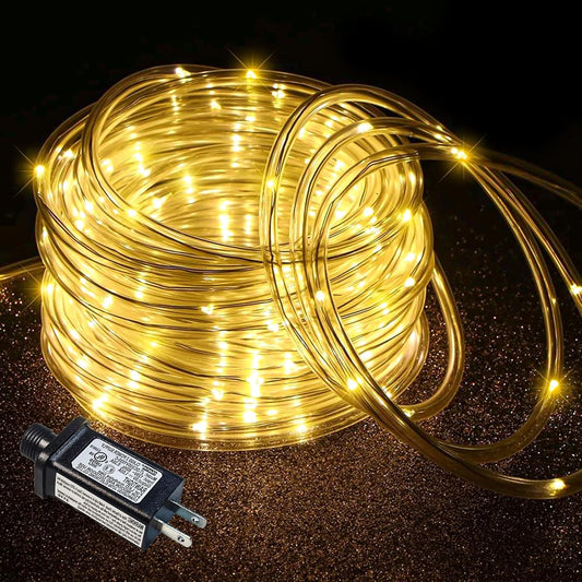 Rope Lights for Outside, 66FT 200 LED Christmas Lights Outdoor with 8 Modes Waterproof, Connectable Warm White String Lights for Indoor, Bedroom, Tree, Garden, Backyard, Patio, Pool Decorations