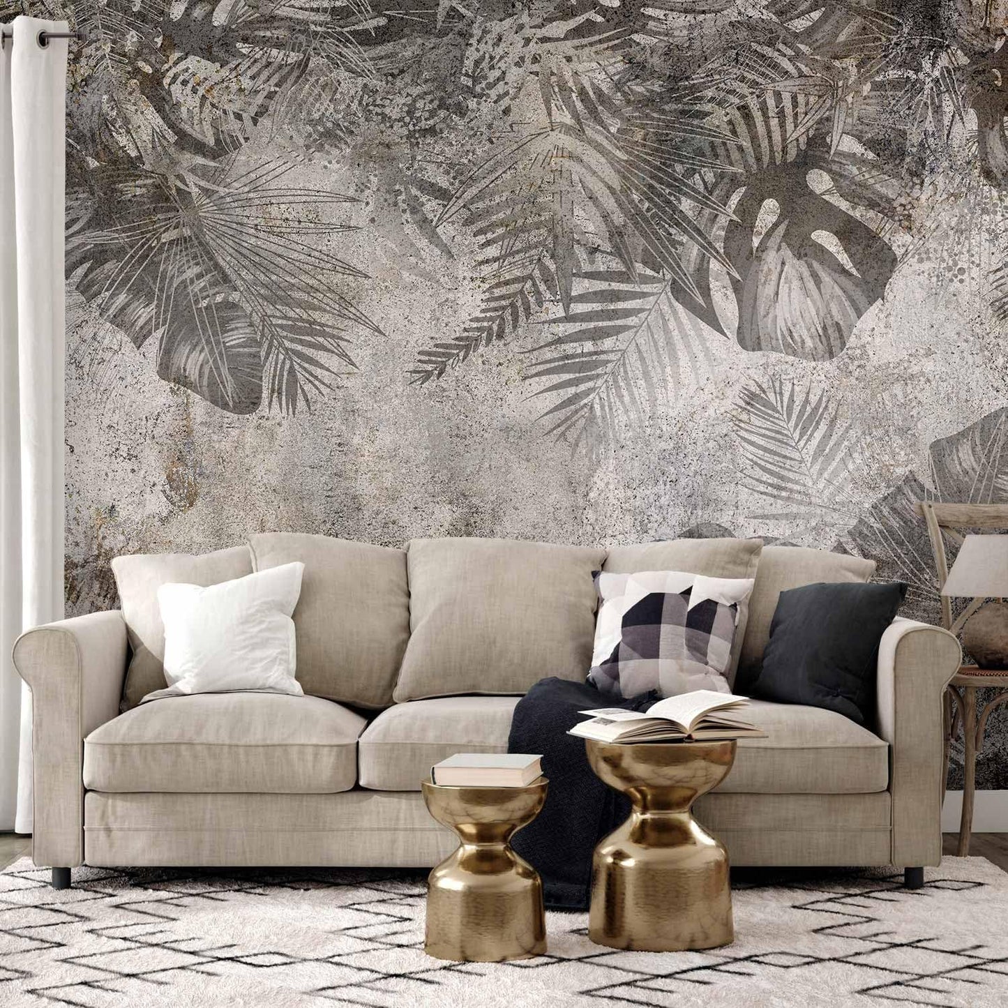 artgeist Wall Mural Tropical Leaves 116x83 in - XXL Peel and Stick Self-Adhesive Wallpaper Removable Large Sticker Foil Wall Decor Print Picture Image Design Palms Leaves Monstera b-C-0825-a-a