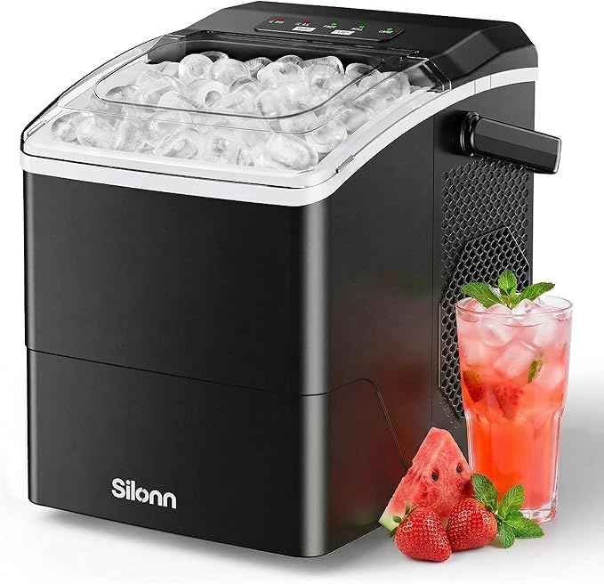 Silonn Countertop Ice Maker, 26 lbs/Day Fast Ice in 6 Mins, Compact Self-Cleaning Ice Machine for Home, Kitchen, Office & Parties, Black