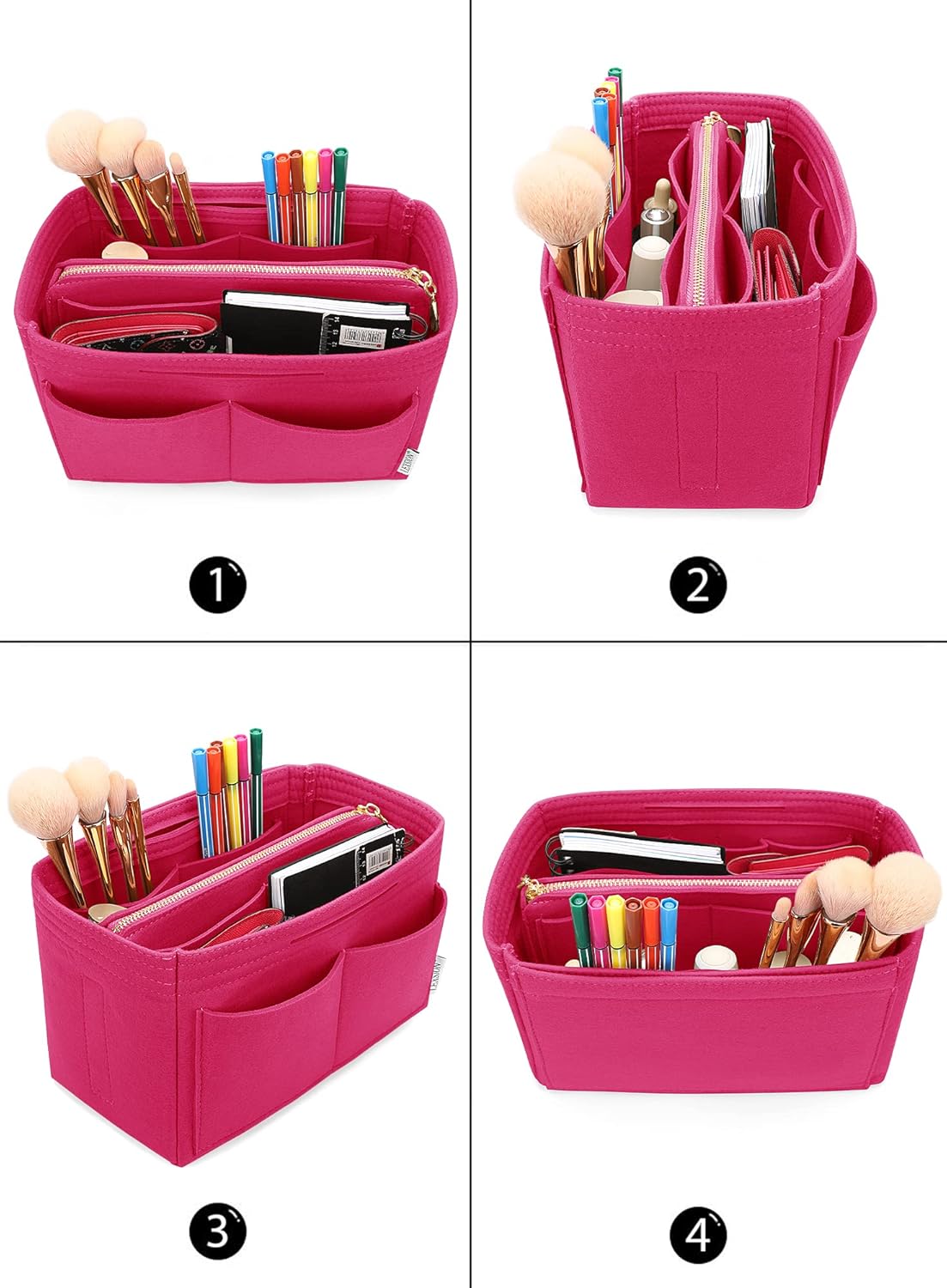 LEXSION Felt Purse Bag Organizer Insert with zipper Bag Tote Shaper Fit Speedy Neverful PM MM