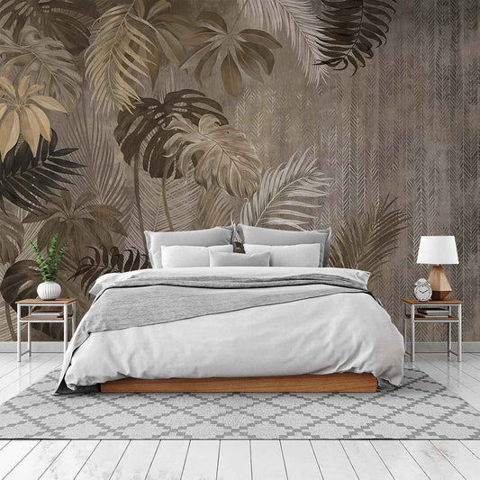 Cliouar-Turtle Backed Bamboo Plantain Leaf Plant Wall Mural Wallpaper for Bedroom Living Room 103" x 69" (Not Peel and Stick)