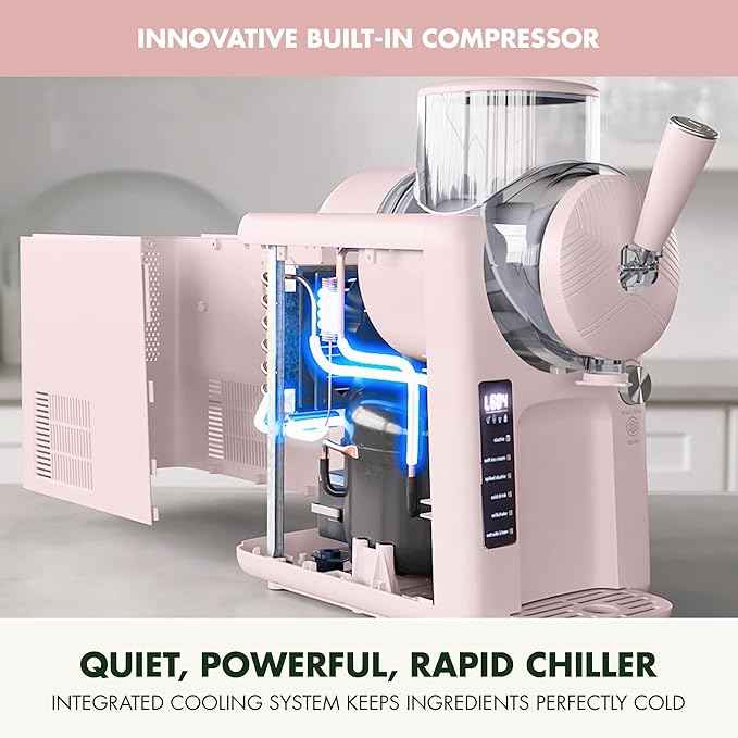 GreenPan Frost Ice Cream Maker & Slushie Machine, Soft Serve, Sorbet, Margaritas, Milkshakes, Frozen Yogurt, No Pre-Freezing, Ready in 15 Mins, 6 Modes, 7 Textures, Self-Cleaning, Family Size, Pink