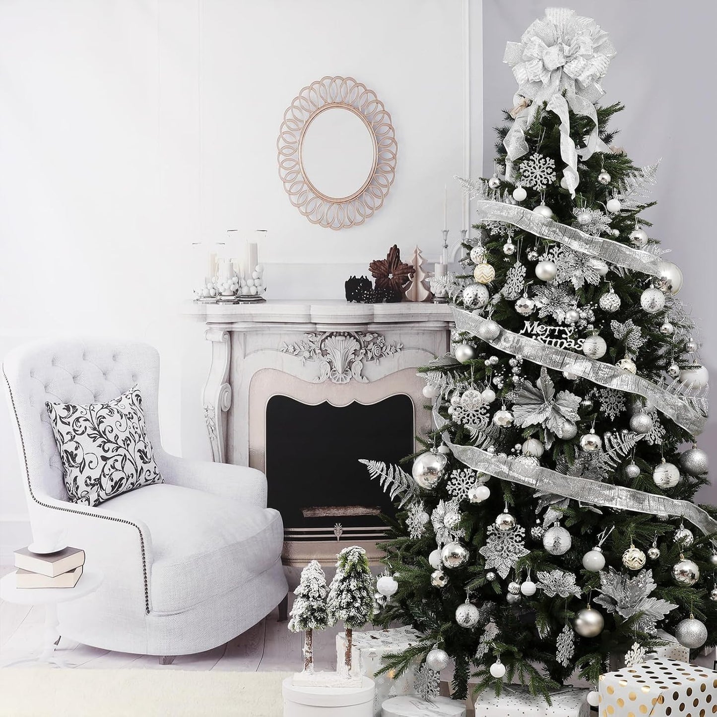 Wironlst Christmas Ball Ornaments - 30pcs Shatterproof Plastic Christmas Ornaments Hanging Ball Decorations for Xmas Tree, Holiday, Wedding, Party (Multi-Size, Silver)