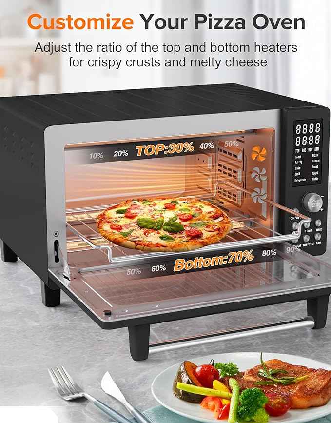 Nuwave Bravo Pro Smart Air Fryer Toaster Oven Combo, Airfryer Convection Oven Countertop, 10-in-1 Functions with Quicker & Even Crisp Technology, 1800W, 50-450°F, PFAS-Free, 21QT, Black