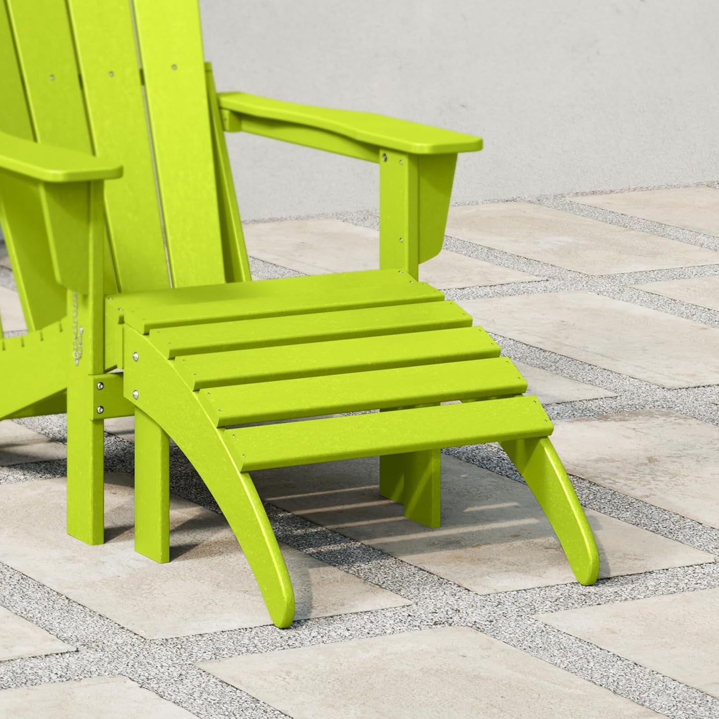 WestinTrends Outdoor Ottoman, Patio Adirondack Ottoman Foot Rest, All Weather Poly Lumber Folding Foot Stool for Adirondack Chair, Widely Used for Outside Porch Pool Lawn Backyard, Lime