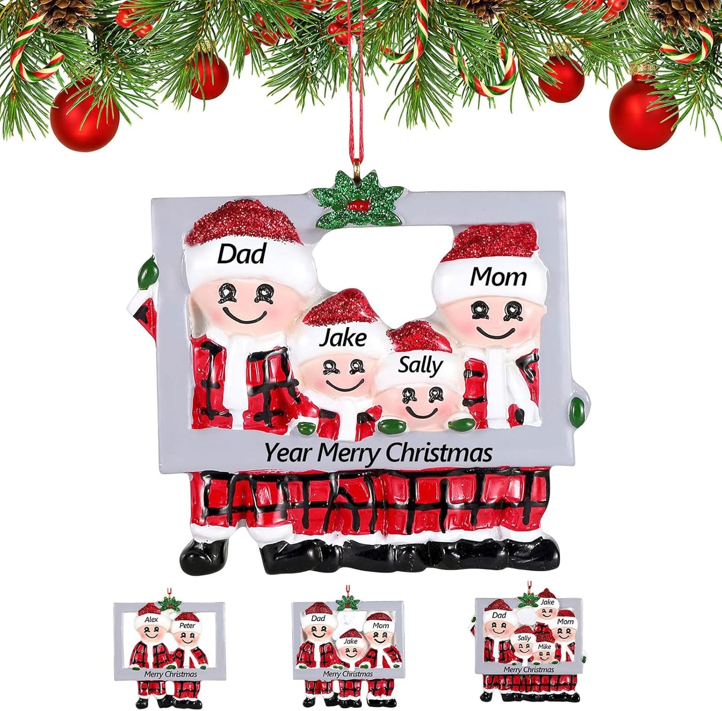 Personalized Christmas Ornaments 2025 Family of 2 Custom Christmas Ornament with Names Customized Ornaments for Xmas Tree,Handcrafted Christmas Decoration Gifts for Home Decor (Family of 4)