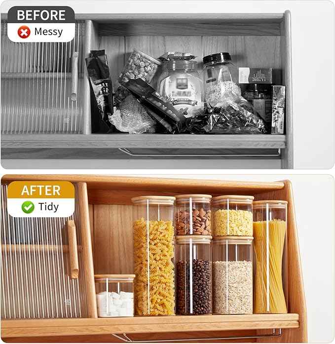 Glass Food Storage Jars with Lids 2.34 Qt [Set of 3], Perfect for Pasta, Cookies, Nuts, Coffee, Cereal, Flour, and More, Organize Your Kitchen and Pantry with these BPA-Free Glass Canisters
