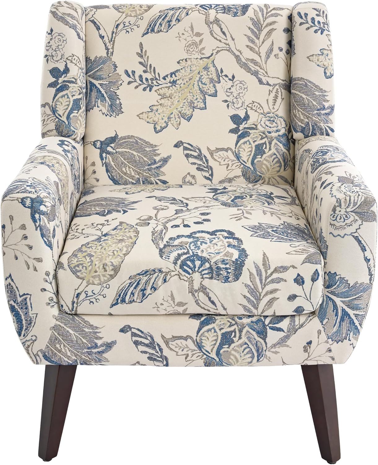 Floral Accent Chair, Modern Upholstered Armchair in Fabric for Living Room, Comfy Club Arm Chairs Single Sofa Button Tufted Bedroom Reading Seat - Pattern Leaf, Set of 1