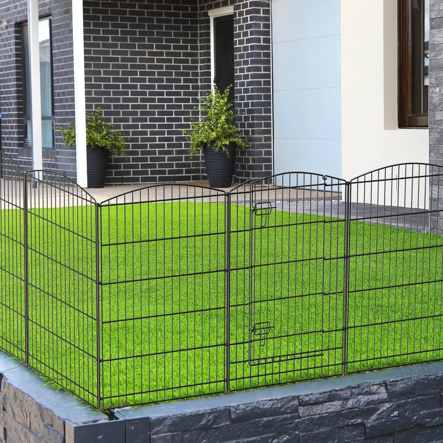 INJOPEXI Decorative Garden Fence 6 Panels 13ft (L)×36in (H) Animal Barrier Fences with 5 Panels + 1 Gate, No Dig Garden Fencing Rustproof Metal Wire Temporary Rabbit Dog Fence for Patio Outdoor Yard