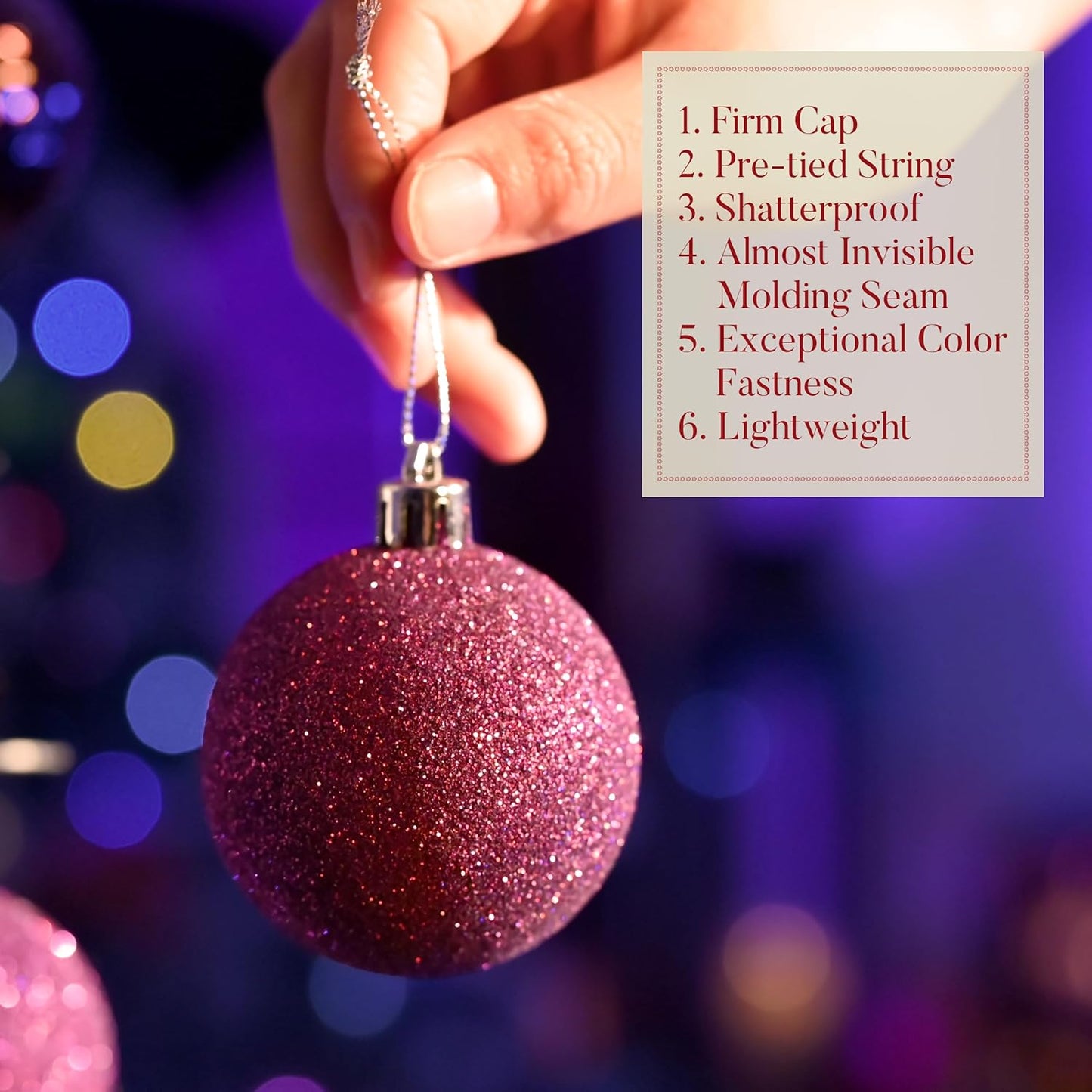 Valery Madelyn Christmas Tree Decorations Ornament Set for Fall Halloween, 50ct 2.36 Inches Purple Shatterproof Christmas Ball Ornaments Hanging Xmas Holiday Party Decor