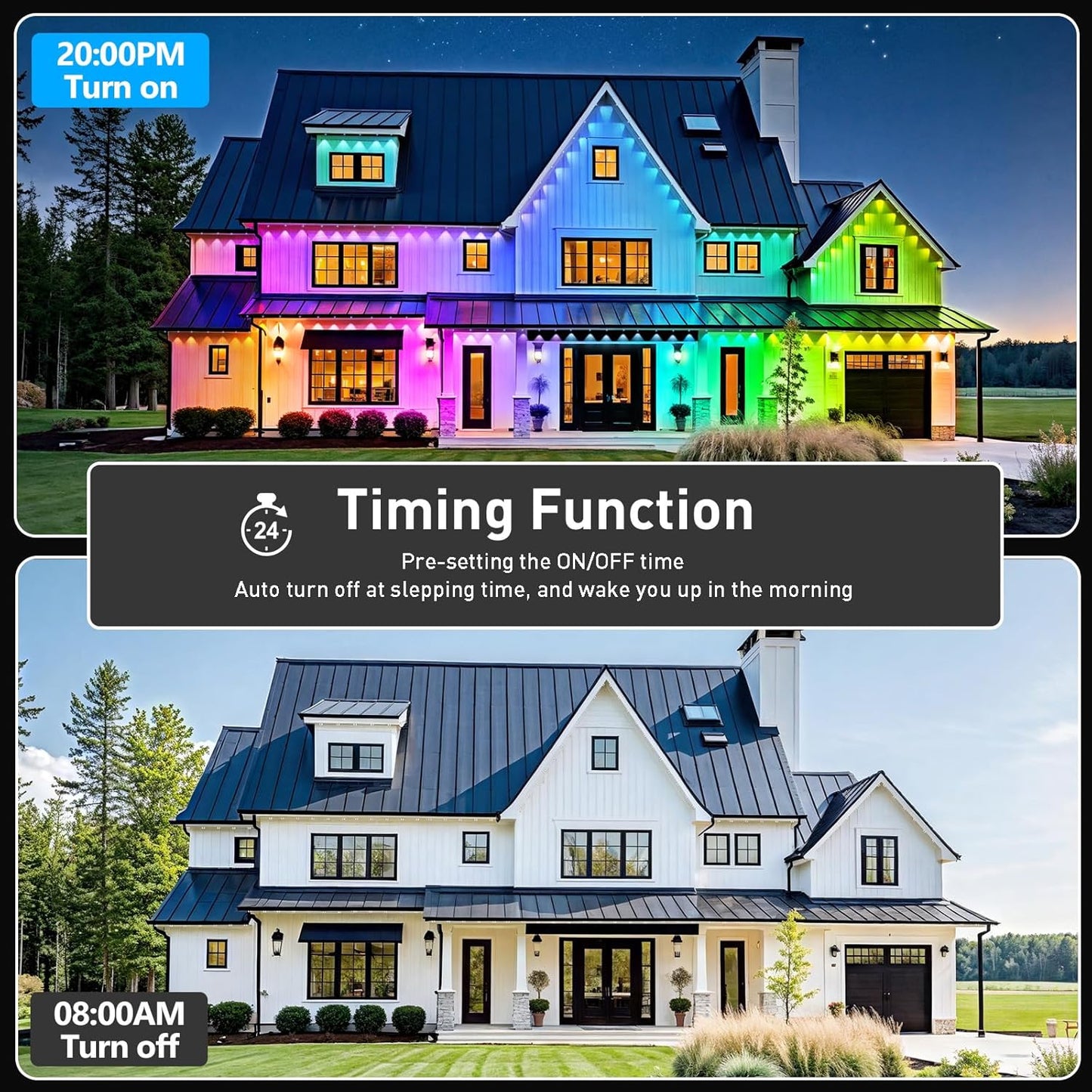LETIANPAI 300FT Permanent Outdoor Lights,RGB Eaves Light with App Control Remote,DIY Scene Modes IP67 Waterproof Under Eave Lighting,Outdoor Lights for Decor,Garden Decor,House,Party,Holiday