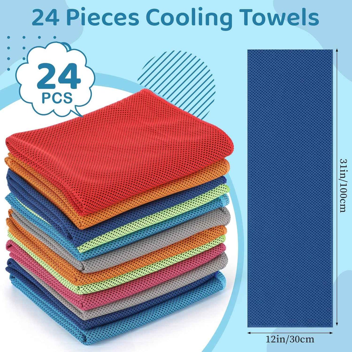 BBTO 48 Pcs Cooling Towels Waterproof Cell Phone Pouch Set 24 40" x 12" White Ice Towel for Neck and Face 24 6.7" Underwater Cellphone Dry Bag with Lanyard for Running Yoga Snorkeling Swimming