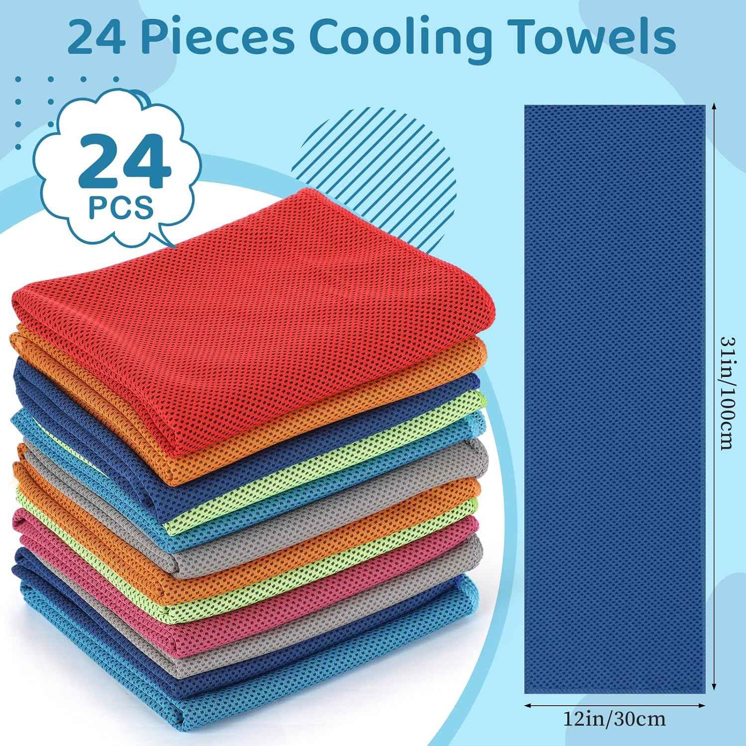 BBTO 48 Pcs Cooling Towels Waterproof Cell Phone Pouch Set 24 40" x 12" White Ice Towel for Neck and Face 24 6.7" Underwater Cellphone Dry Bag with Lanyard for Running Yoga Snorkeling Swimming