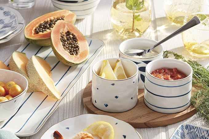 Lenox Blue Bay 4-Piece Snack Bowl & Tray Set, 2.10 LB