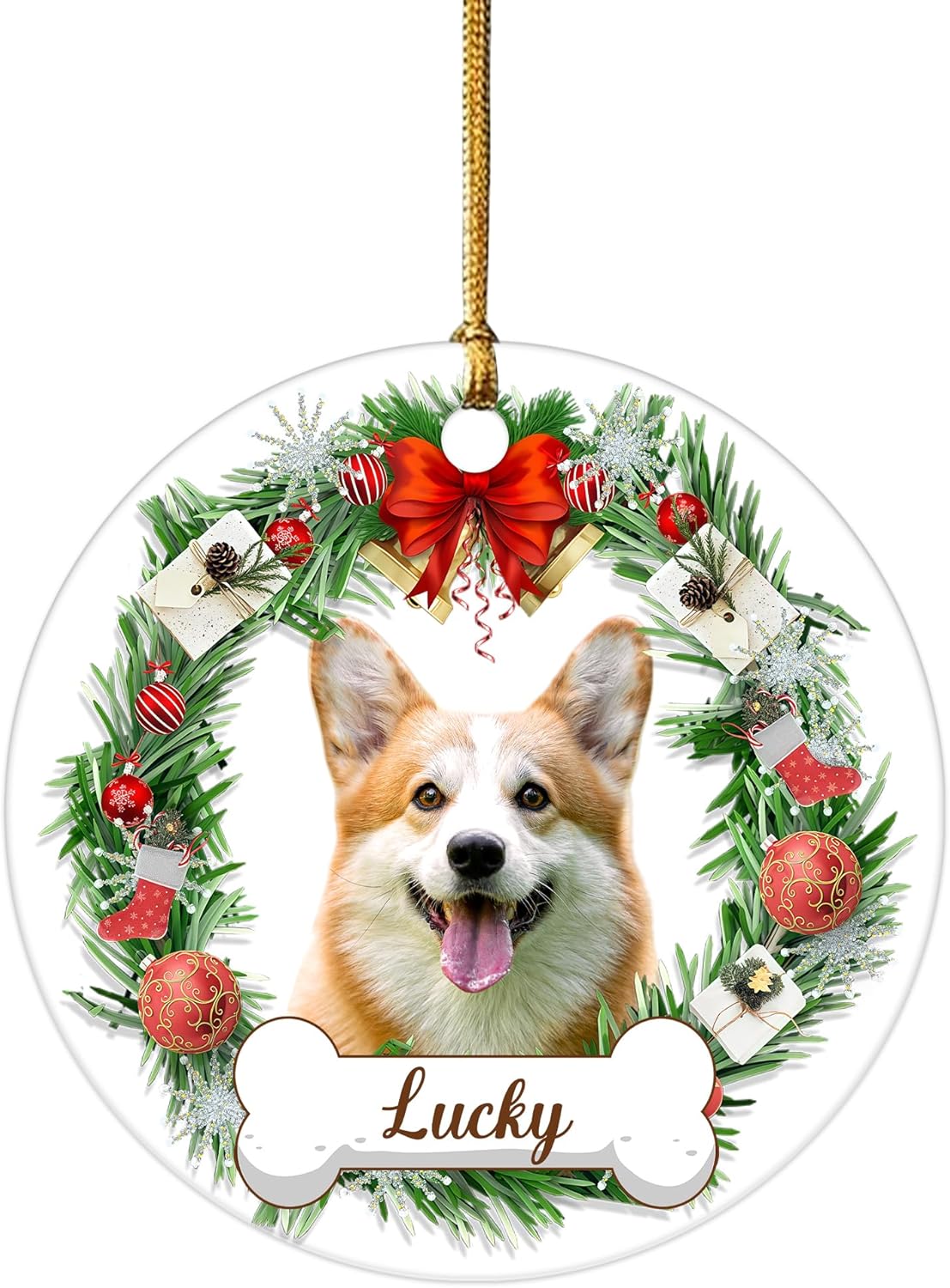 Printed in The USA - Personalized Dog Cat Ornaments with Photo Text, Dog Ornaments for Christmas Tree, Custom Pet Ornament, Puppy 1st Xmas Gifts, Personalized Gifts for Christmas for Pet Lovers