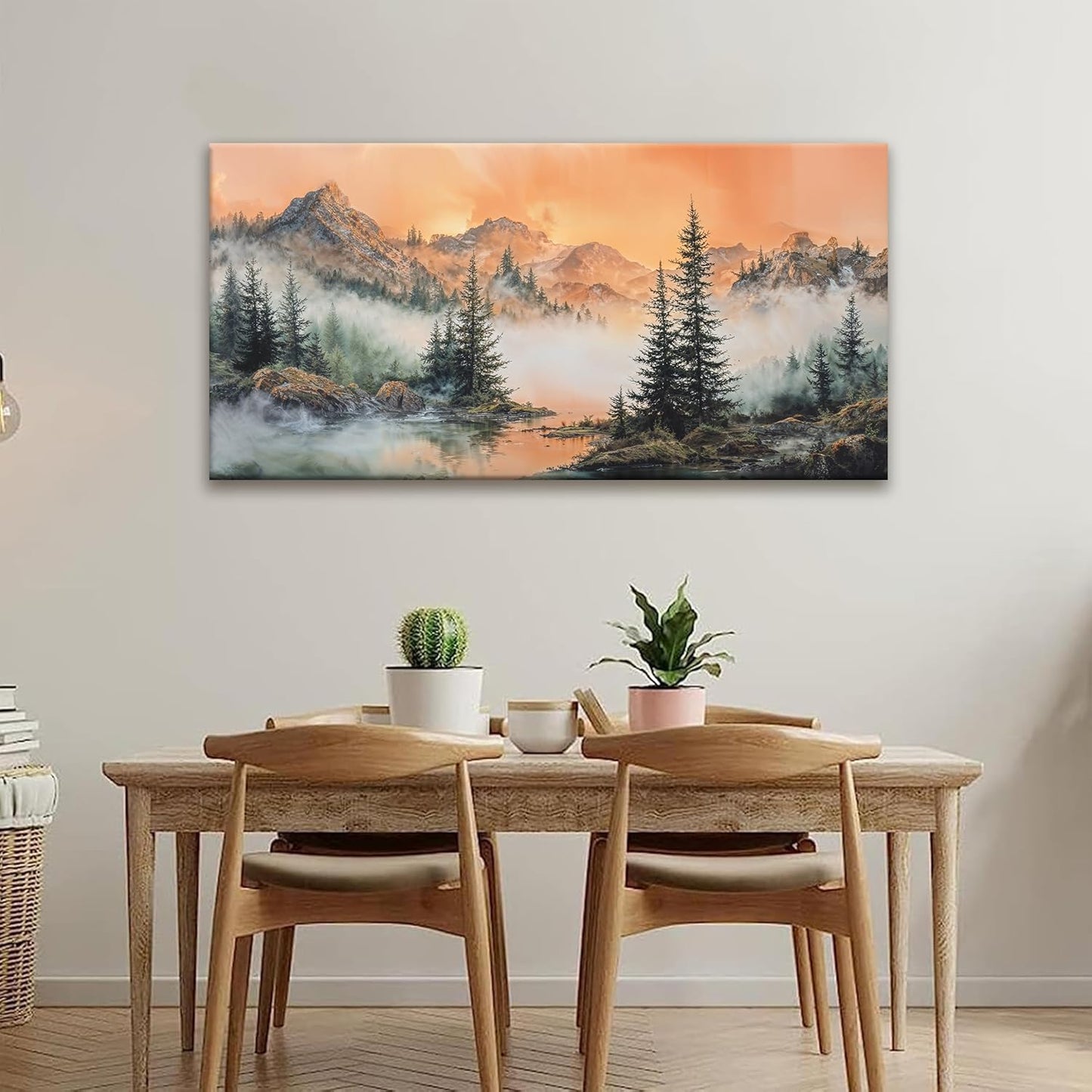 Tsomzxng Large Mountain Wall Art For Living Room Canvas Art Wall Decor For Office Wall Decorations Picture For Bedroom Forest River Landscape Prints Paintings Modern Pictures Artwork 24 X 48 In