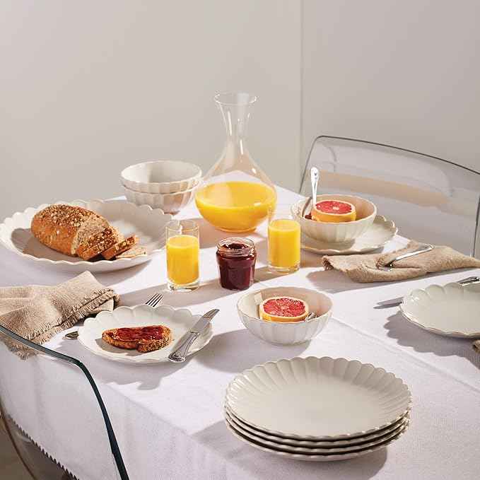 Lenox 893544 French Perle Scallop 4-Piece Accent Plate Set, Matte, Off-White