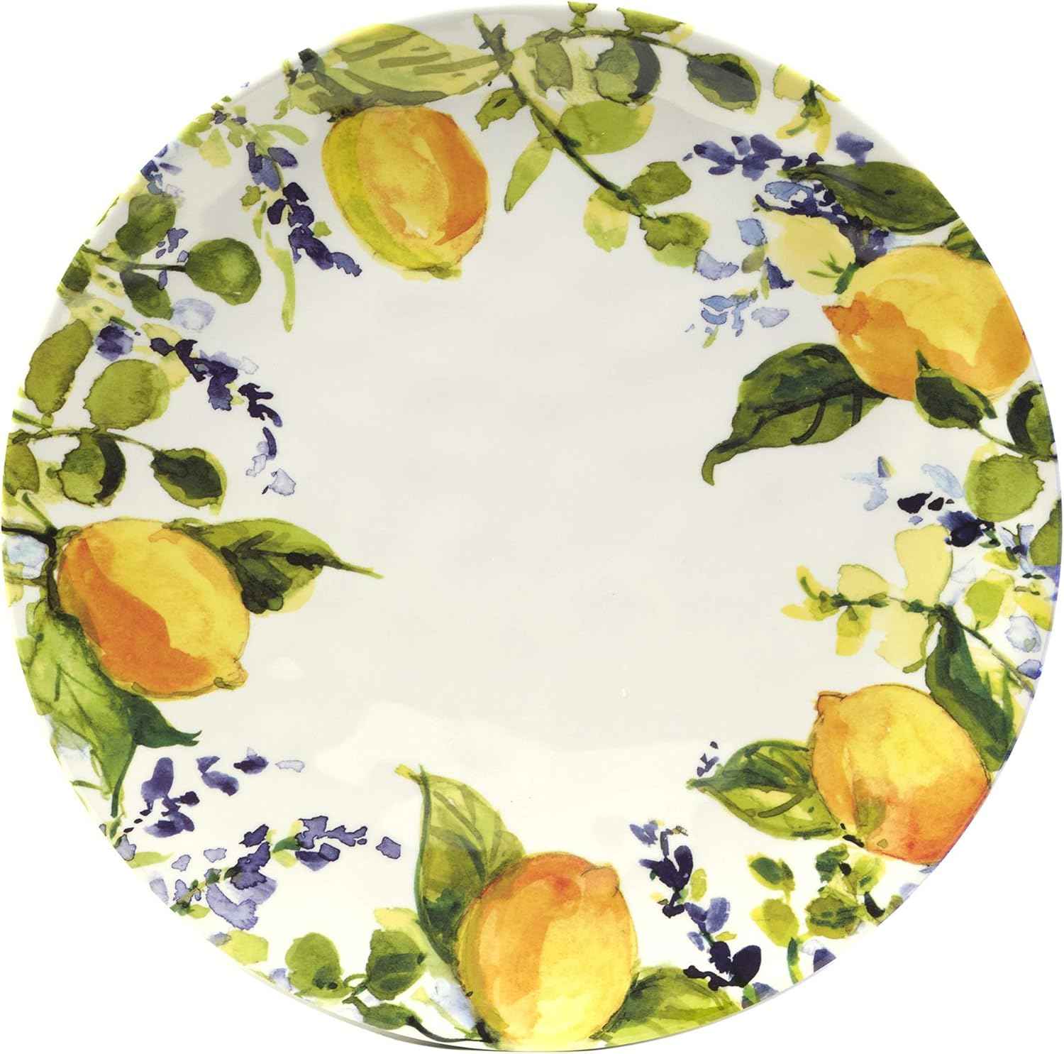 Lemon Zest Melamine Dinner Plates Set of 6 – Unbreakable Outdoor Plates for Patio Dining, Garden Parties, BBQs, RV Camping, Farmhouse Kitchen, and Everyday Family Meals