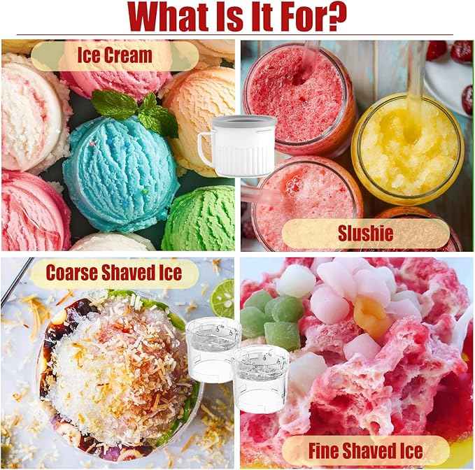 Shaved Ice Attachment and 1 Pack Ice Cream Maker Attachment Set Fit for KitchenAid Stand Mixer, BPA-Free, Compact Size Easy Store In The Freezer