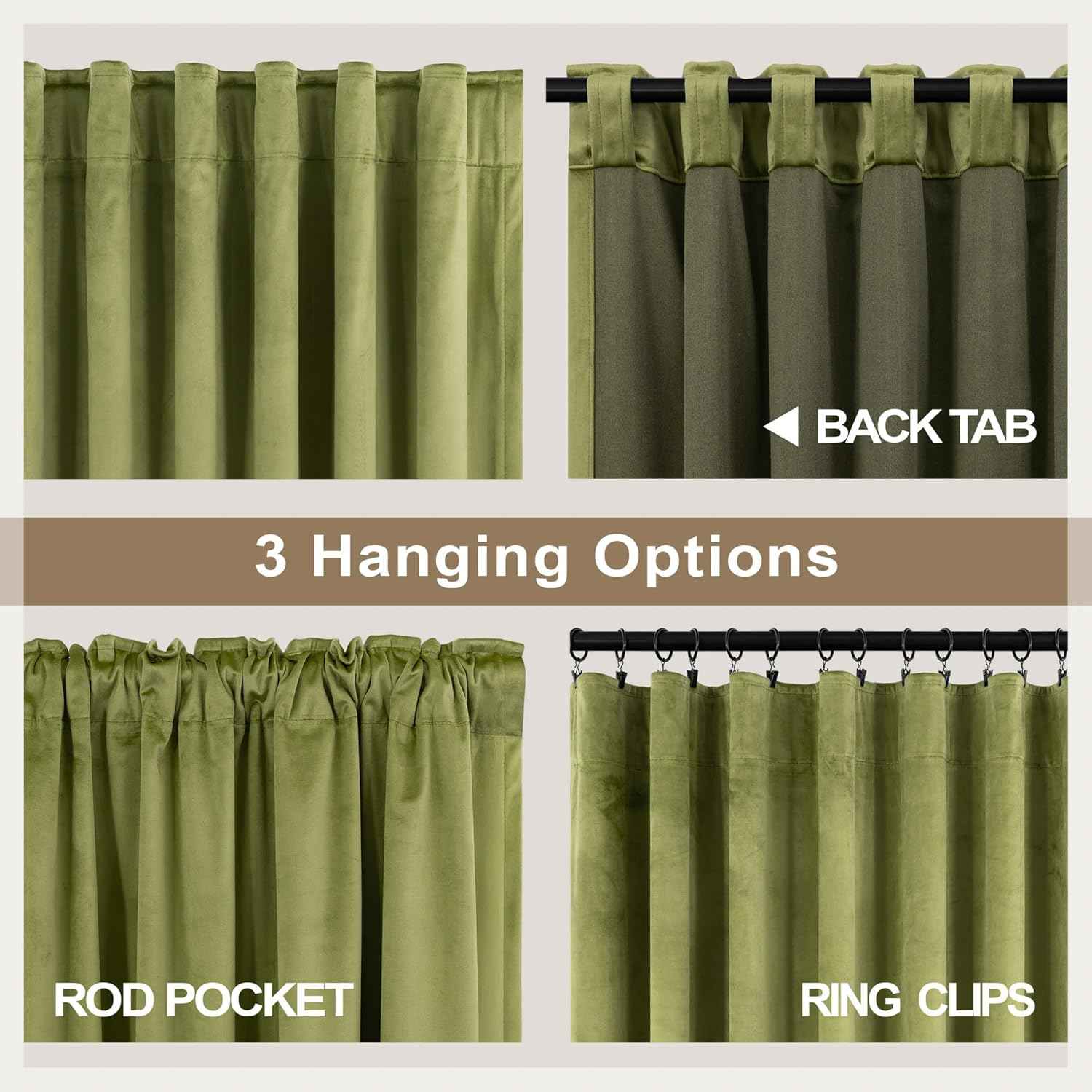 Moss Green Velvet Curtains 84 Inch Long 2 Panel Thick Soft Luxury Sage Olive Green Curtain for Living Room Darkening Thermal Insulated Privacy Drape Bedroom Sliding Door 52x84 Floor Length Back Tab