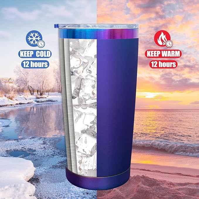 20 oz Tumbler Bulk 8 Pack Stainless Steel Tumblers with Lids and Straws, Double Wall Vacuum Insulated Travel Coffee Mug for Laser Engrave, Powder Coated Cups for Hot and Cold Drinks (Blue,8 pack)