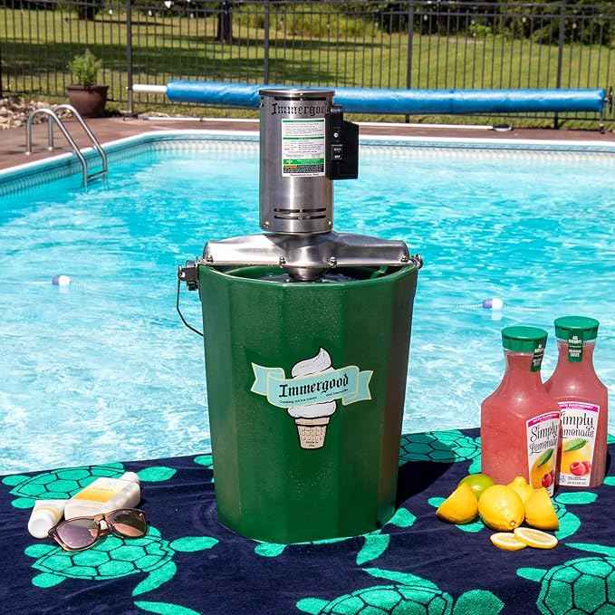 6 qt - Battery Powered Ice Cream Maker - Stainless Steel (Fits DeWalt 20v / Milwaukee 18v)