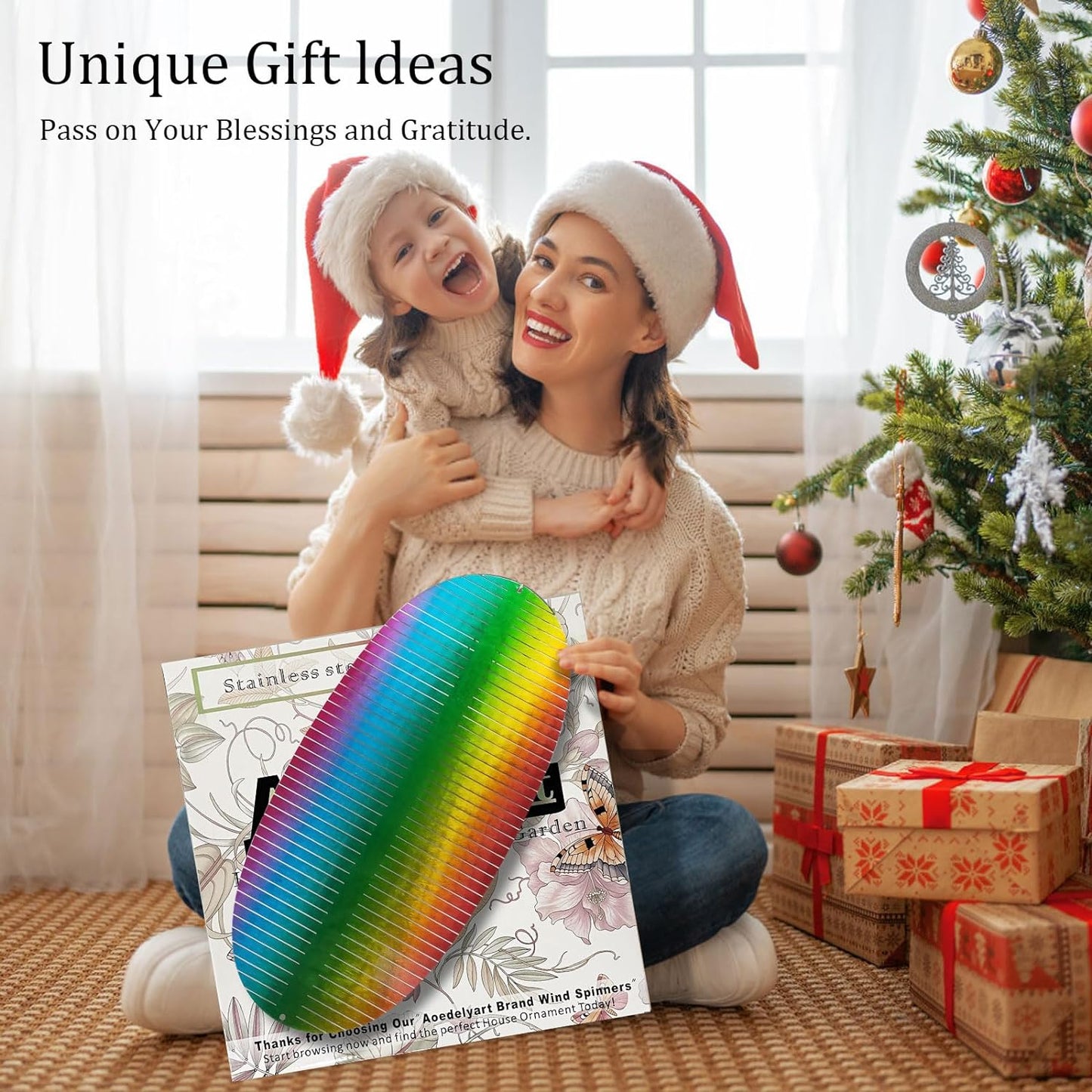 Wind Spinner Rainbow Wave Wind Spinners for Yard and Garden,15in Hanging Kinetic Yard Art Wind Sculpture,3D Wind Spinners Outdoor & Indoor Rainbow Helix Garden Decor Christmas Ornaments