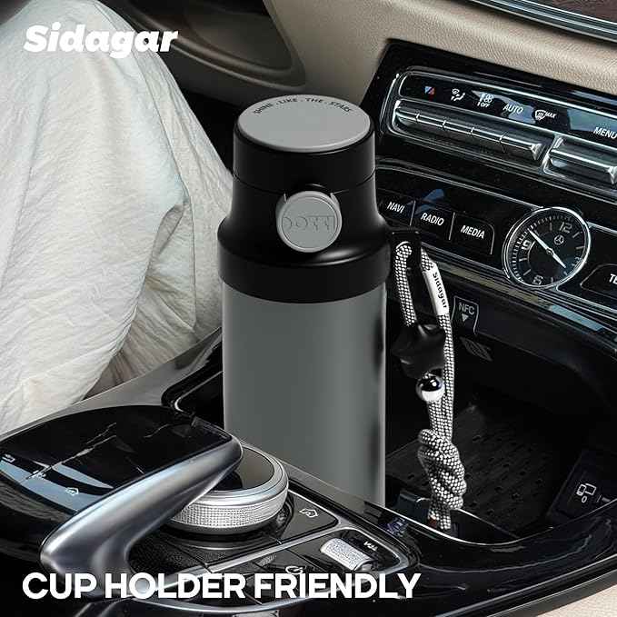 18 oz Insulated Water Bottle, Stainless Steel Travel Mug with Lid, Double Wall Vacuum Sports Water Bottle, BPA Free, Leak-Proof, Fits in Car Cup Holder, Great for Men Kid School, Black
