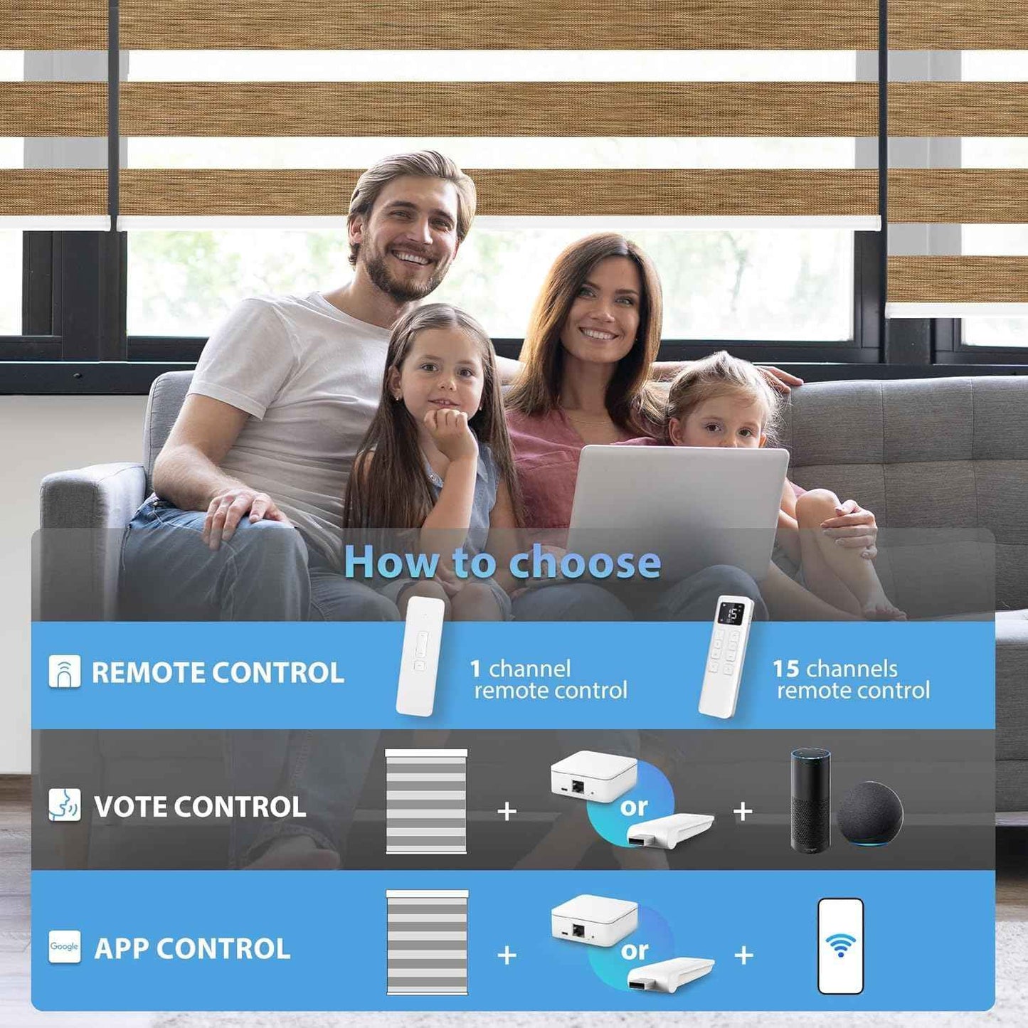 LazBlinds Motorized Zebra Roller Shades, Rechargeable Smart Blinds with Remote Control, Custom Size Light Filtering Dual Layer Roller Sheer Shades, Brown Linen
