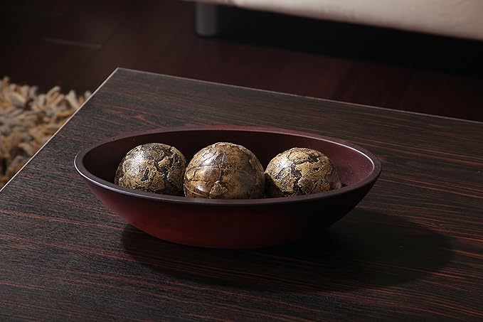 Hosley 14.5 Inch Dark Brown Wood Oval Bowl, Rustic Decorative Centerpiece for Dry Potpourri & Orbs, Elegant Home & Office Decor, Ideal Gift for Weddings, Spas & Reiki