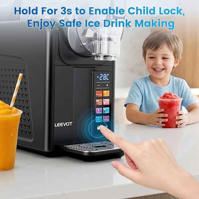 LEEVOT Slushie Machine & Soft Serve Ice Cream Maker 2 in 1, Frozen Drink Machine with Quicool Technology, 6 Presets, Child Lock, Self-Cleaning, Margarita Slush Daiquiri Machine for Home, 120V 60HZ