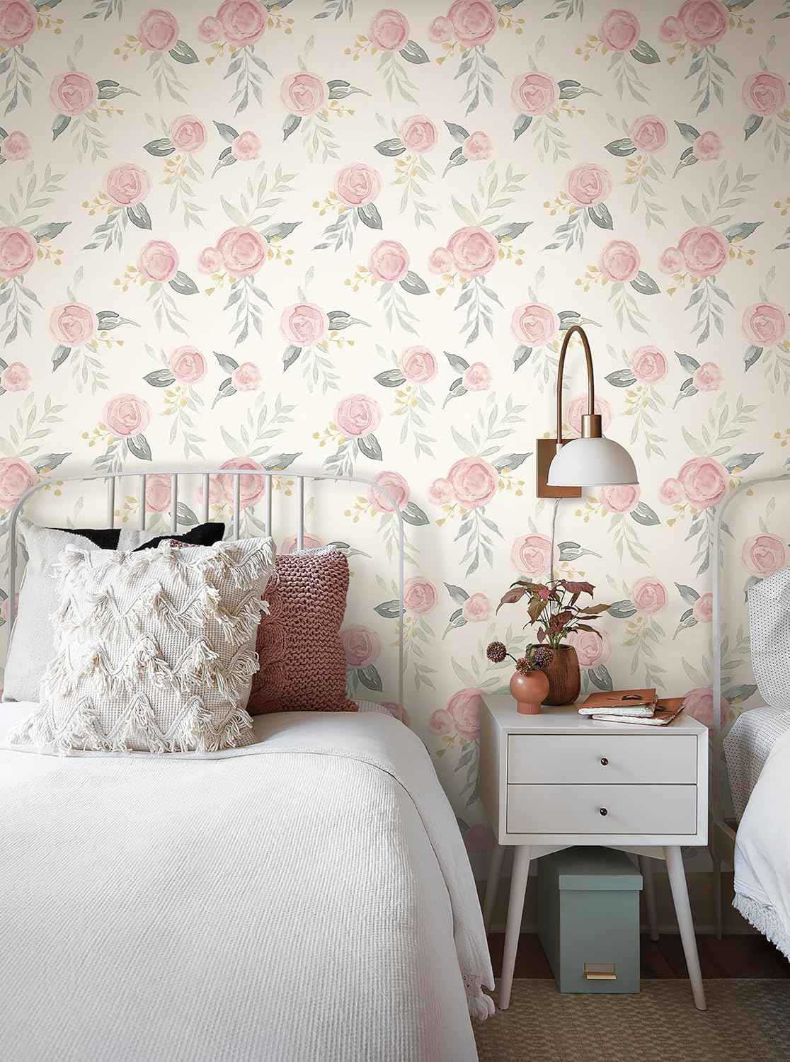 Magnolia Home Watercolor Roses Pink Peel and Stick Wallpaper