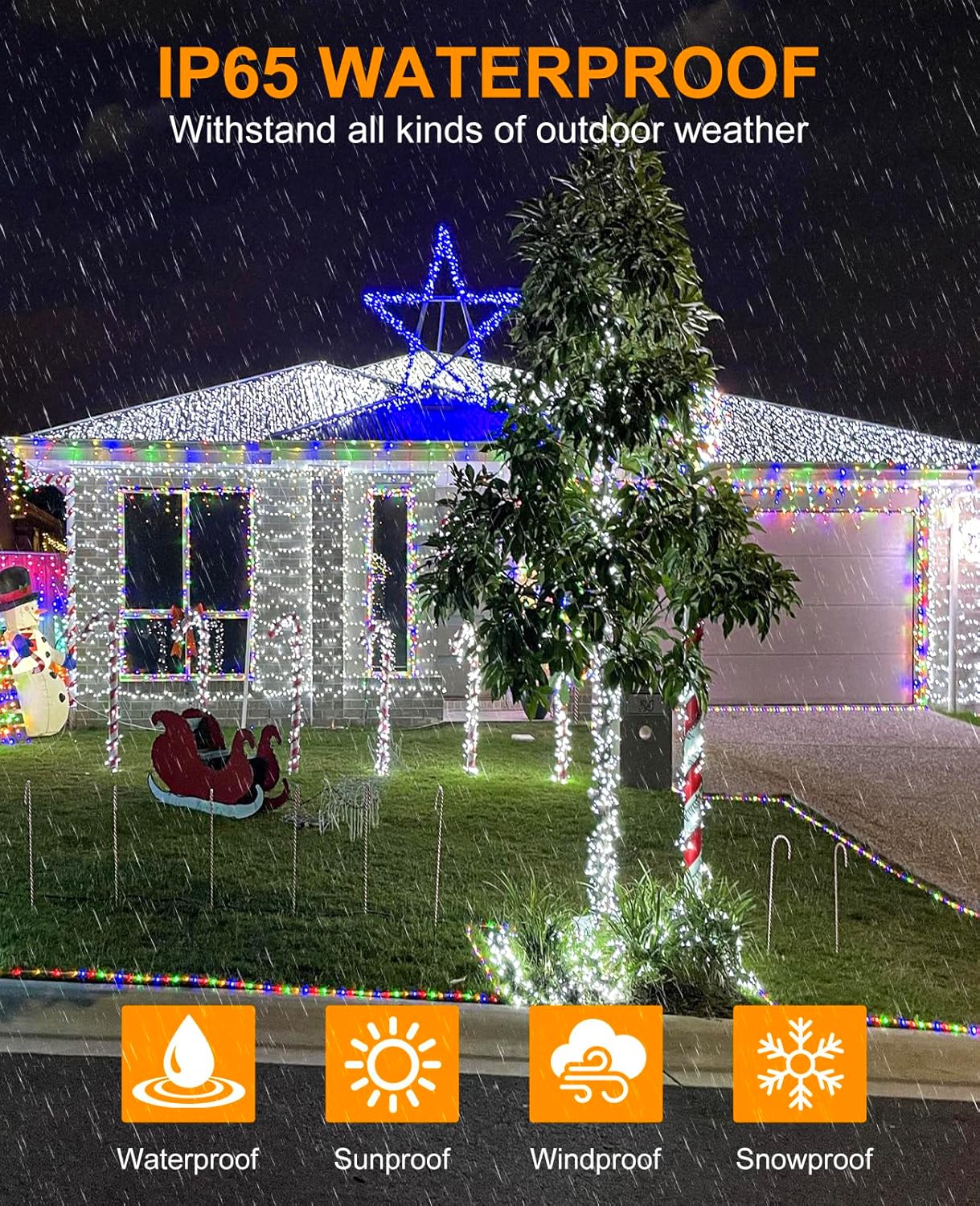 Christmas String Lights, 80FT 240 LED Connectable Christmas Lights Outdoor Green Wire with 8 Modes, Plug in Waterproof Christmas Decorations Indoor for Patio Tree Garden, White