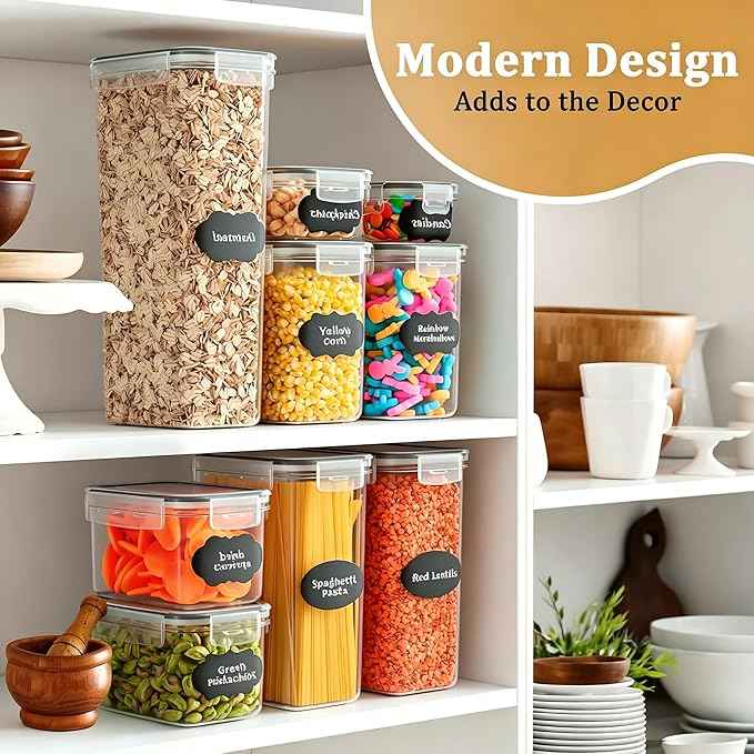 28 Pack Airtight Food Storage Containers with Lids, BPA Free Clear Pantry Storage Container for Kitchen Food Pantry Organizers and Storage, Plastic Pantry Organiser for Cereal,Flour and Sugar