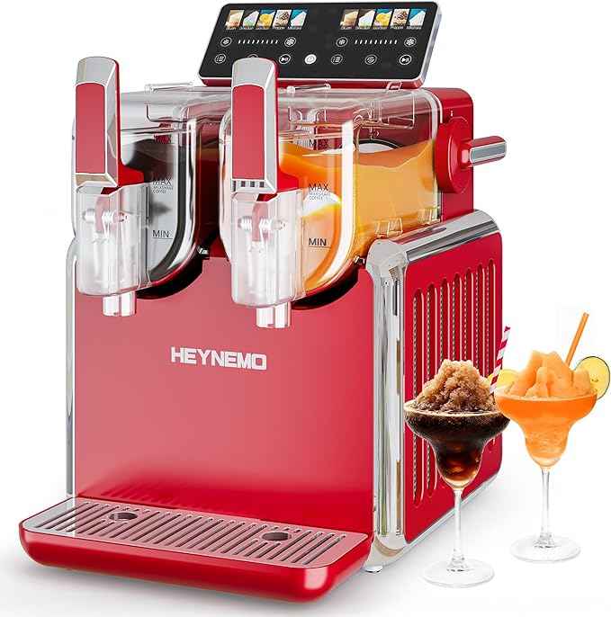 Dual-Tank Slushie Machine for Home: 169oz Frozen Drink Maker with Rapid Chill Technology, Self-Cleaning System & 5 Drink Modes, Keeps Drinks Frozen up to 12 Hours, ETL Certified, Red