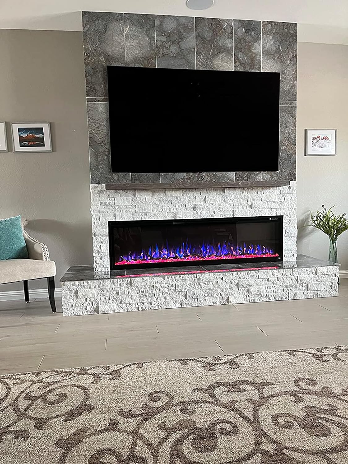 joelsantiques 72 Inch Wooden Floating Shelves for Wall - 72x6x2 in - Made of Natural Wood - Long Heavy Duty Rustic Wall Shelves for Bedroom - Perfect for Living Room, Kitchen - Gray