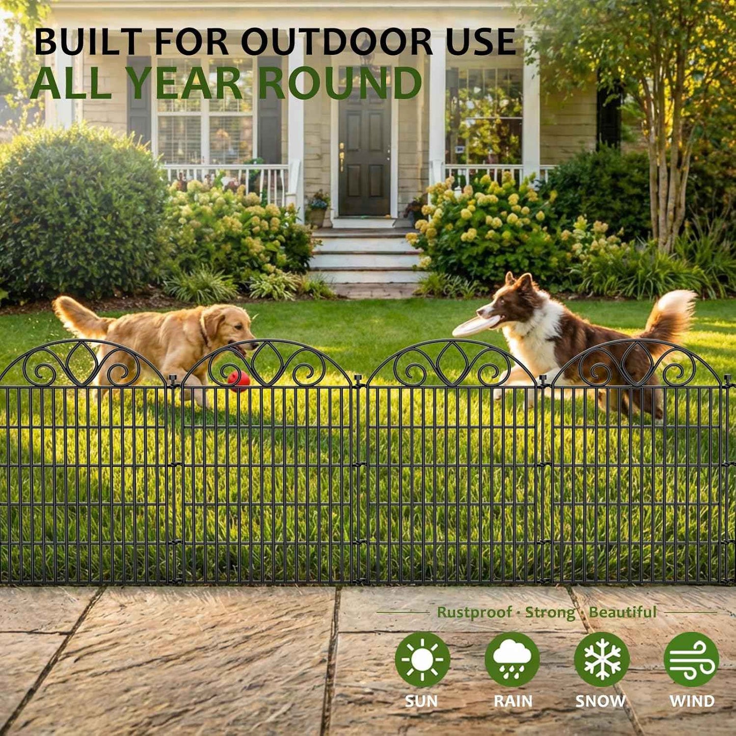 10 Panels No Dig Decorative Garden Fence Panel – 28" H X 19.6' L Rustproof Metal Dog Fence Outdoor for Yard, Animal Barrier Fence for Pet, Garden Border, Patio, Flower Beds| Temporary Fencing