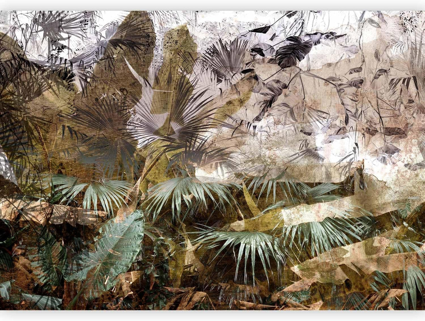 artgeist Wall Mural Tropical Leaves 96x69 in - XXL Peel and Stick Self-Adhesive Wallpaper Removable Large Sticker Foil Wall Decor Print Picture Design Jungle Nature Palm Green Leaves b-C-0789-a-a