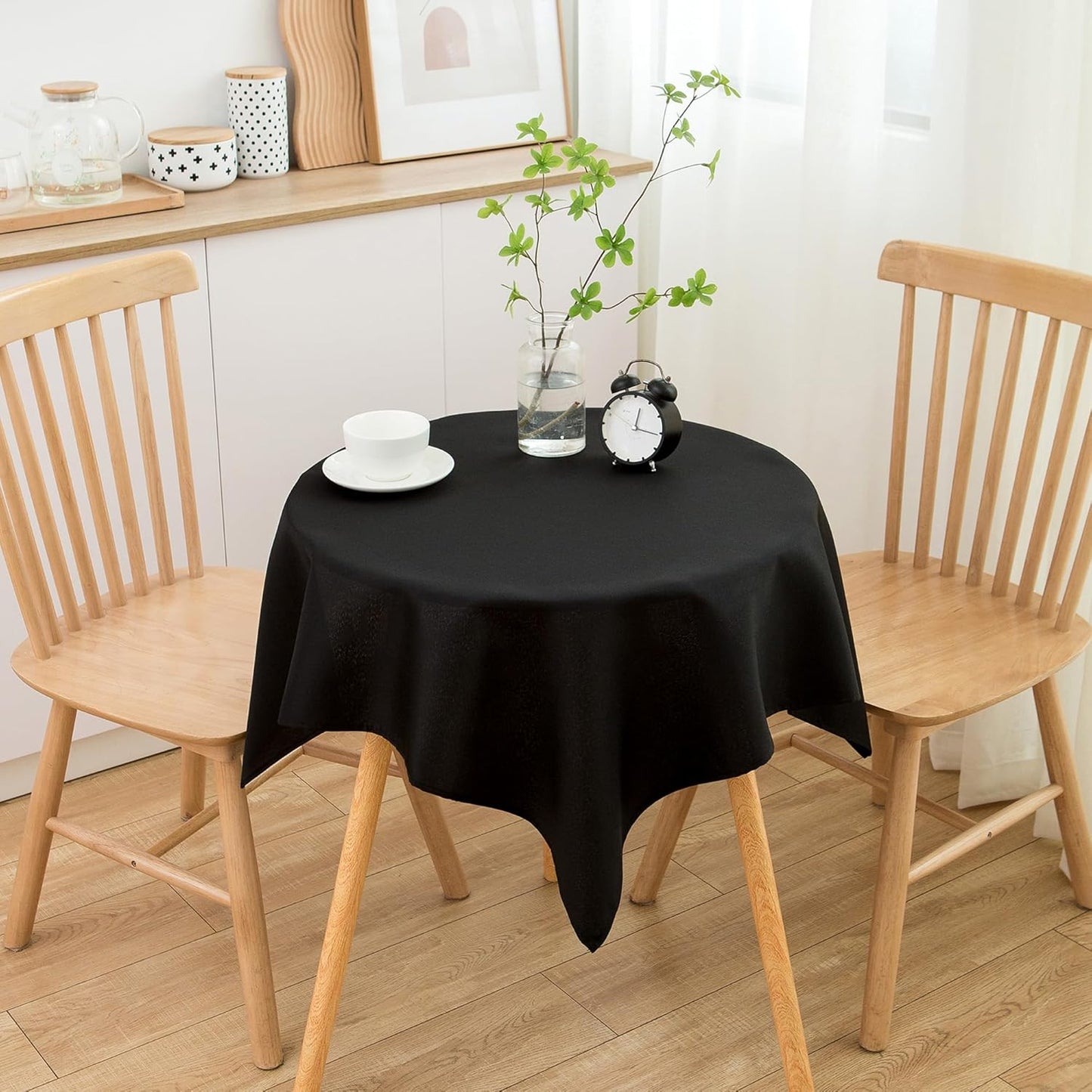 sancua Small Square Tablecloth 36 x 36 Inch Black, Stain and Wrinkle Resistant Washable Polyester Table Cloth for Dining Buffet Party Decorative Fabric Table Cover for Nightstand End Bedside Tables