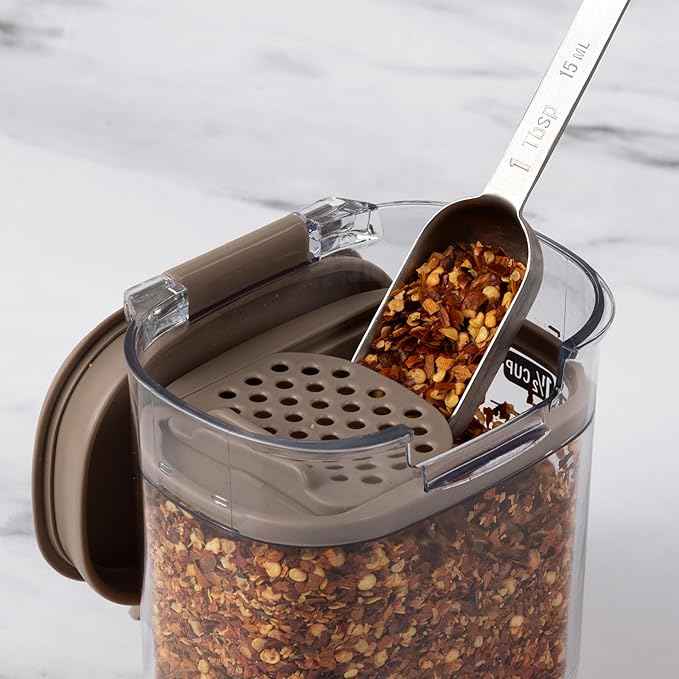 ProKeeper+ Airtight Food Storage Container Set – Clear Plastic Flour and Sugar Canister Set with Magnetic Accessories for Kitchen Organization (Taupe, 9-Piece)