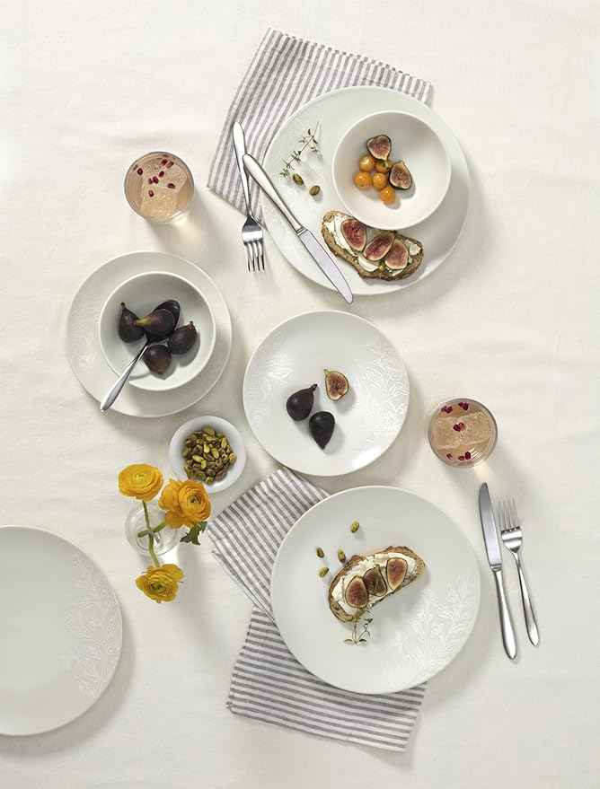 Oneida 897397 Roseto 12-Piece Dinnerware Set, White