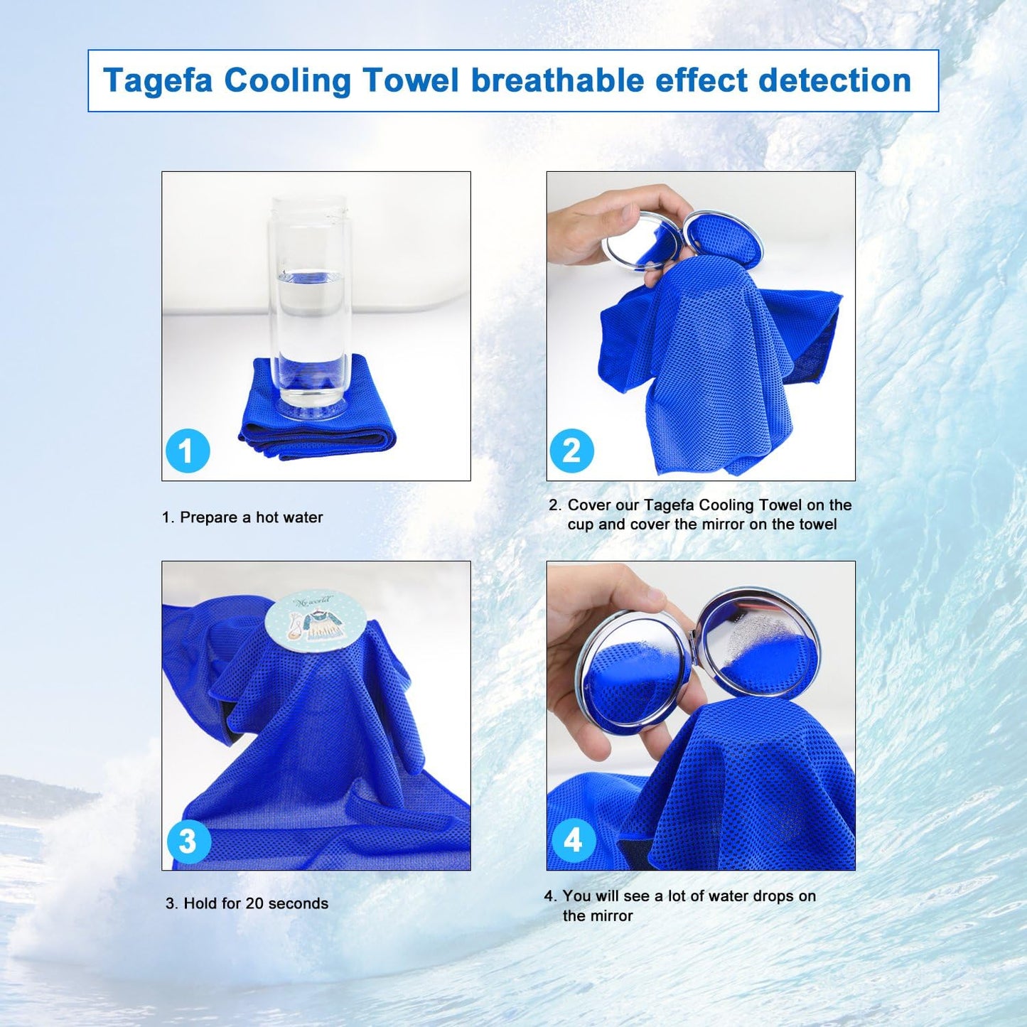 Cooling Towel 20 Pack (40"x12") Ice Towels, 160GSM Soft Breathable, Super Absorbent, Quick Cold Towel, for Bowling, Yoga, Travel, Camping, Golf, Football, Hiking, Outdoor Work