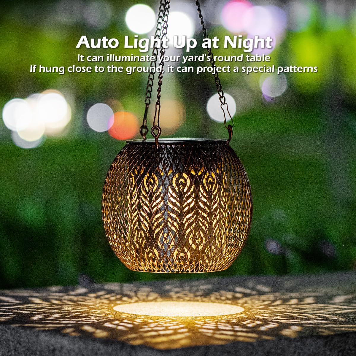 LeiDrail Hanging Solar Lanterns 2 Pack Solar Lanterns Outdoor Waterproof Garden Metal Decorative Light Patio Decor for Outside Yard Tree Tabletop Landscape