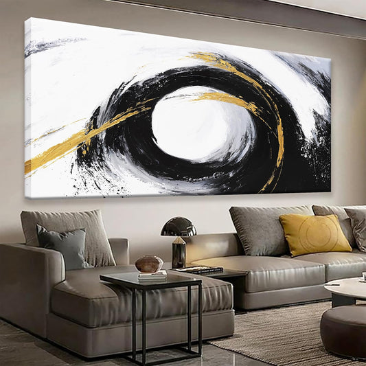 QSQ Black And Gold Wall Art Modern Abstract Wall Decor Canvas Prints Picture White Canvas Art Wall Decor Modern Abstract Wall Artwork Bedroom Living Room Office Home Decoration 24" X 48"