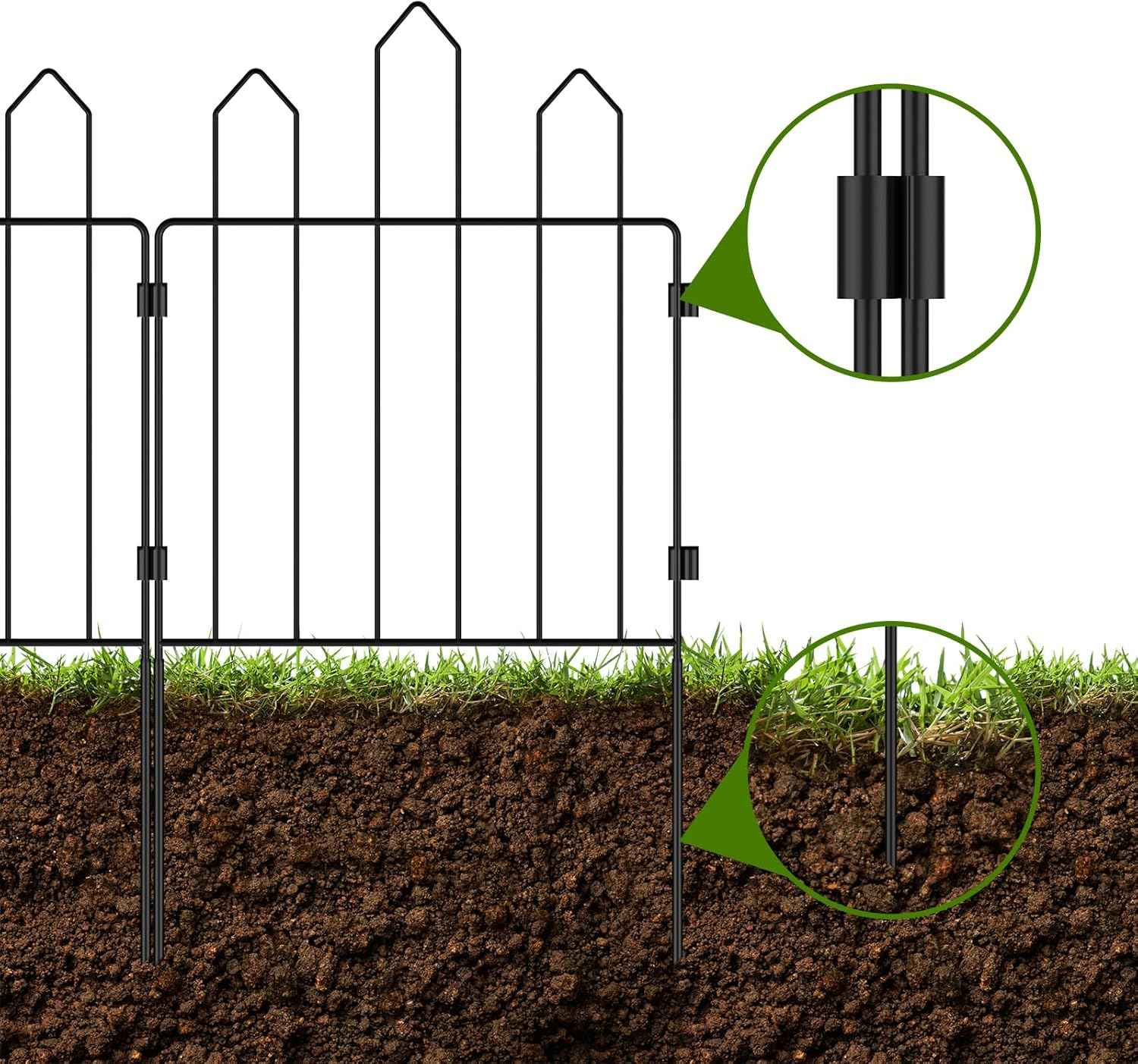 25 Pack Decorative Outdoor Garden Fence Panels 23.6in(H) X 26ft(L), No Dig Metal Animal Barrier Fence, Rustproof Wire Border Fencing for Yard Patio Landscape Dog Fence, Outdoor Decor