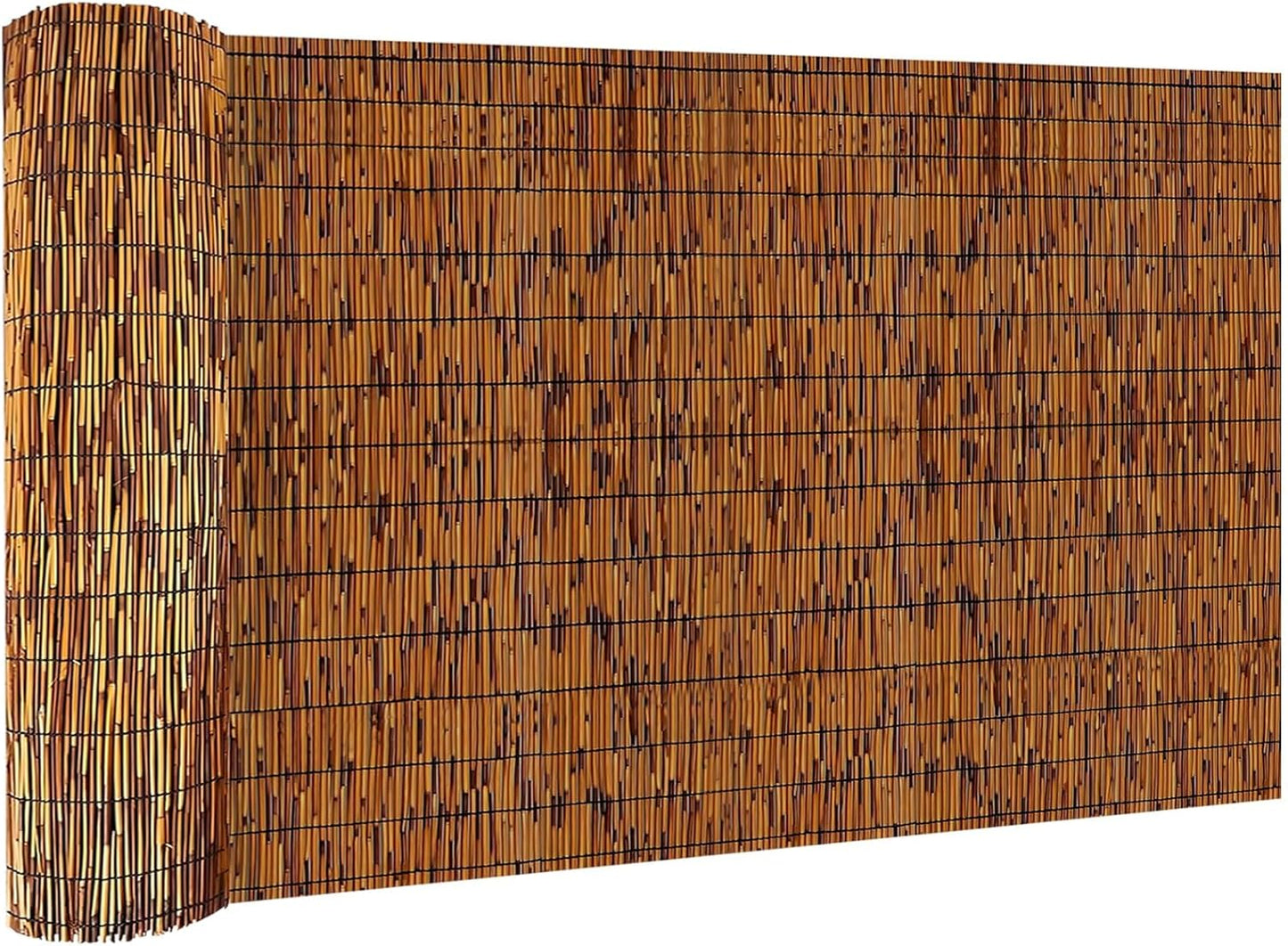 Bamboo Reed Fencing, Light Russet Bamboo Screens Outdoor, Decorative Privacy Screen Reed Curtains for Patio Balcony Garden Backyard, 5 x 10 FT
