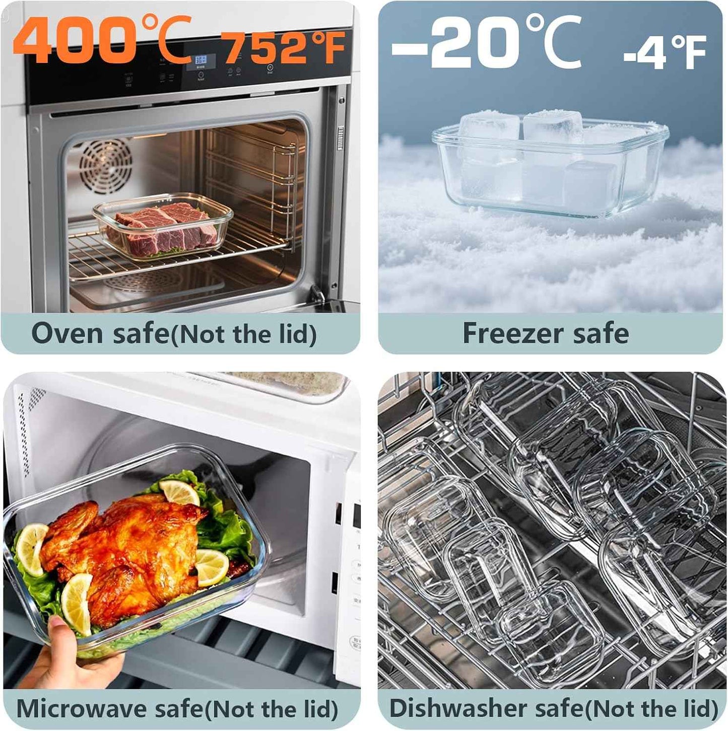 12 Pack Glass Food Storage Container Set with Lids Non Toxic, Stackable Borosilicate Glass Meal Prep Containers, Microwave, Oven, Freezer and Dishwasher Safe (Gray)