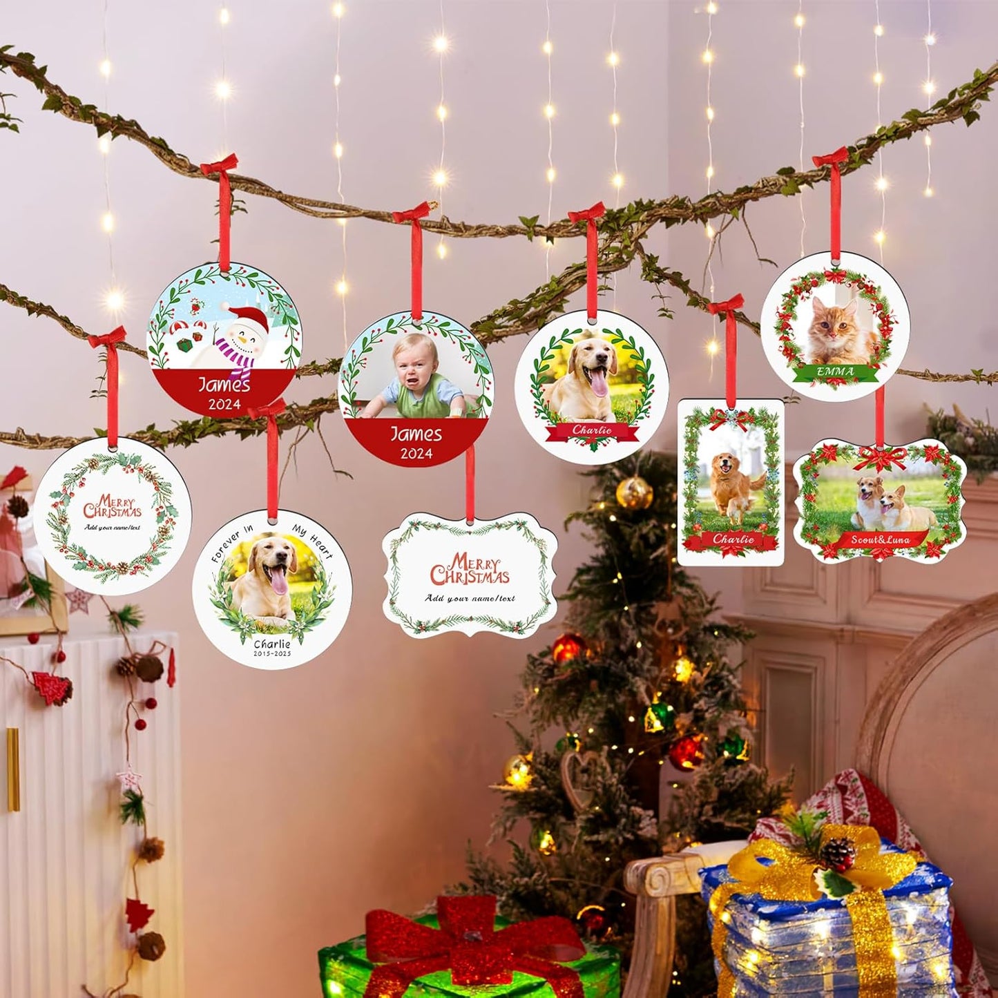 Personalized Dog Photo Christmas Ornaments 2025, Puppy Dog Cat First Christmas Ornaments, Pet Memorial Gifts for Dog Lovers, Pet Lovers